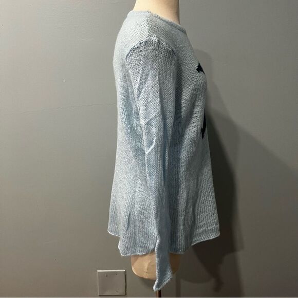 NEW Wooden Ships Mohair Wool Blend Light Blue Lightweight Seahorse Sweater S/M - Picture 4 of 7